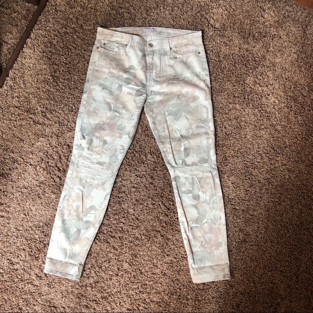 7 For All Mankind Floral Skinny Jeans- EUC/Size 30